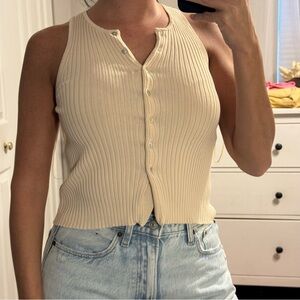 Zara Ribbed Button Down Tank
